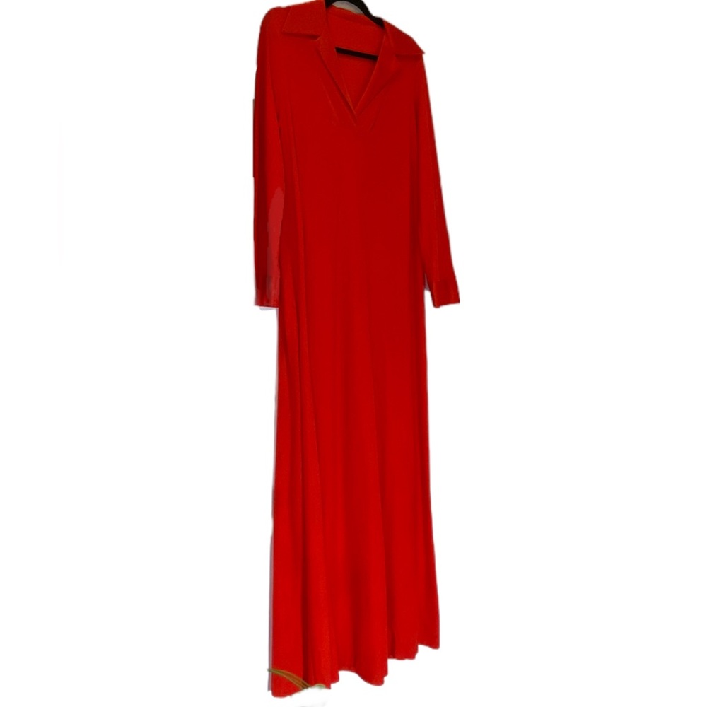 70s VTG Orange Maxi Dress/ Night Gown/ House Dress